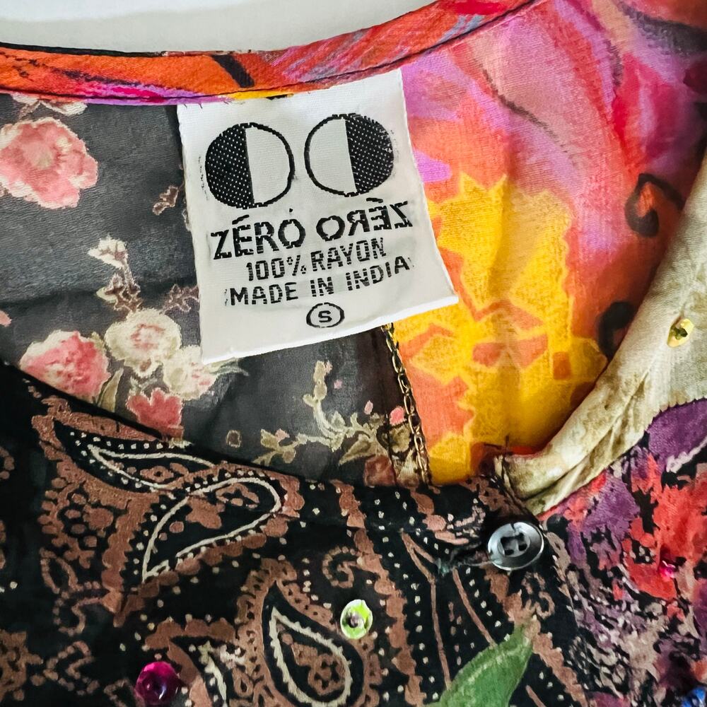 Zero Zero Vintage Beaded Mixed Media Patch Maxi Dress Size S Small Multicolor - Picture 4 of 7